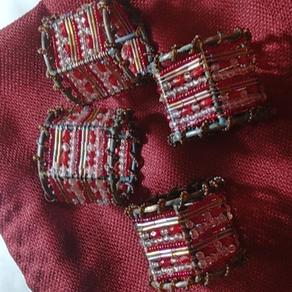 Set of 4 napkins and rings - Picture 3 of 6